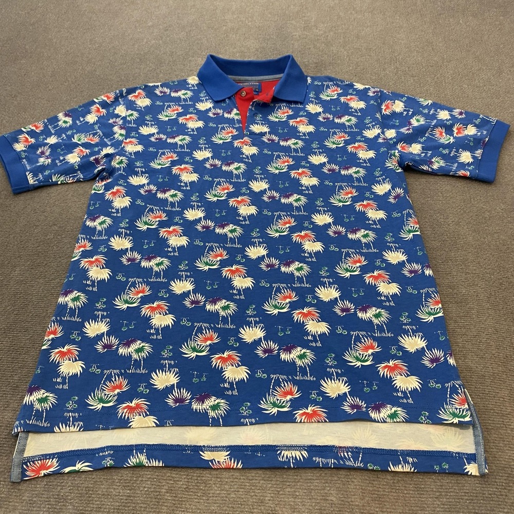 Pendleton Polo Shirt Mens Medium Floral Print Short Sleeve Casual Golf Summer